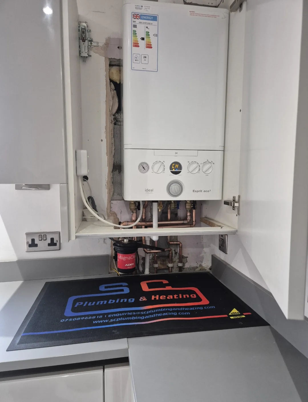 Gas boiler installation with new pipework in an Ayrshire property