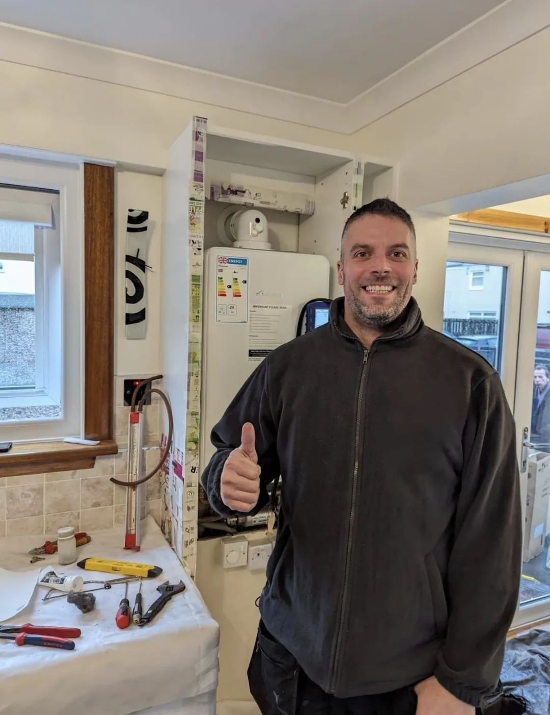 Neatly finished boiler installation by SC Plumbing and Heating in Ayrshire